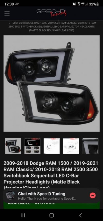 2009-2018 Dodge RAM 1500 / 2019-2021 RAM Classic/ 2010-2018 RAM 2500 3500  Switchback Sequential LED C-Bar Projector Headlights (Matte Black