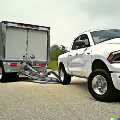 DALL·E 2023-04-20 08.56.05 - A hyper realistic painting of a white 2017 Ram 1500 Truck pulling...png