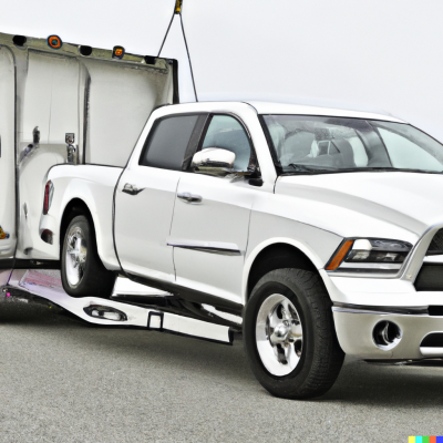 DALL·E 2023-04-20 08.55.54 - A hyper realistic painting of a white 2017 Ram 1500 Truck pulling...png