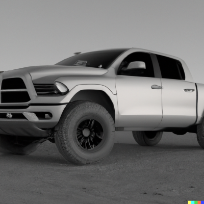 DALL·E 2023-04-20 08.59.57 - A 3d digital rendering of a 2018 Ram 1500 truck with big tires in...png