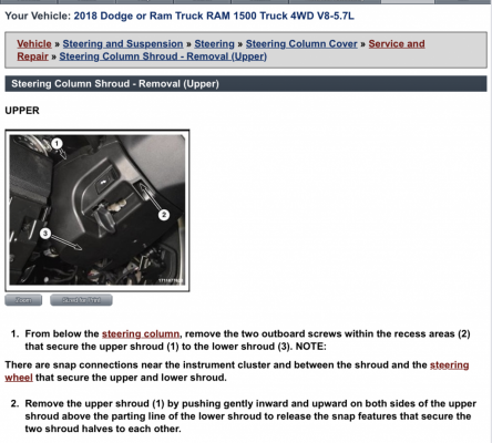 ALLDATAdiy.com - 2018 Dodge or Ram Truck RAM 1500 Truck 4WD V8-5.7L - Steering Column Shroud -...png