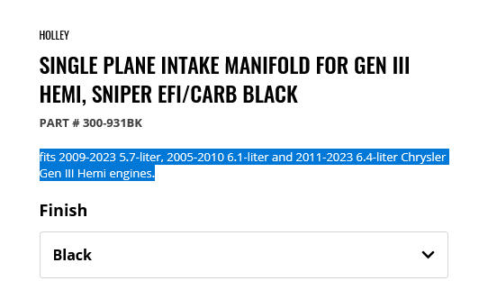 Screenshot 2025-06-19 at 09-28-23 Holley 300-931BK Single plane intake manifold for Gen III He...png Screenshot 2025-06-19 at 09-28-23 Holley 300-931BK Single plane intake manifold for Gen III He...png