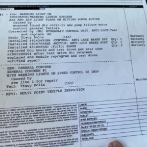 ABS BRAKE SYS MALFUNCTION
