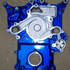 12 18 08 Timing Cover Powdercoated Candy Blue
