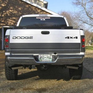 Had the exhaust angled out the back and had bigger tips installed.