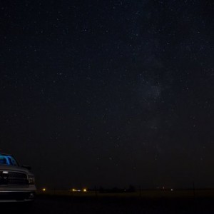 Night shot with the wife in the truck watching Netflix. Poor girl has to be put up with me wandering around in the dark shooting stars for hours. :p