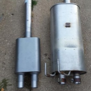 Muffler swap.... 55 gallon factory drum out! Flowmaster Super 40 in.