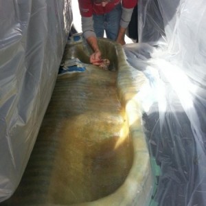 Brandon at Precision Cellular & Sound in Stevens Point, WI doing glass work for the new box.