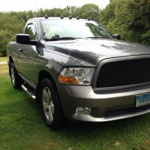 One piece mesh Grille Painted to match and Matte black.