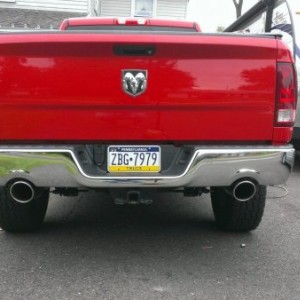 Mopar exhaust kit. 5" tips and bumper swap from single exhaust to dual bumper.