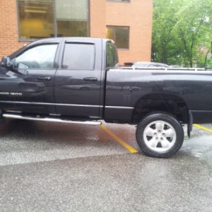 3 inch body lift with 2 inch blocks in rear and reindexed torsion keys to 2 inches higher then stock. total 5 inch