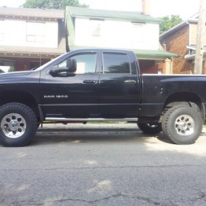 new wheels! 35x12.5x17 **** cepeck fc 2 on mickey thompson classic 3. -12 offset, 4.5 inches of backspacing.. truck was loaded wit 600 lbs of concreet