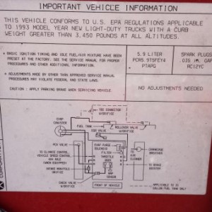 Emissions sticker still legible