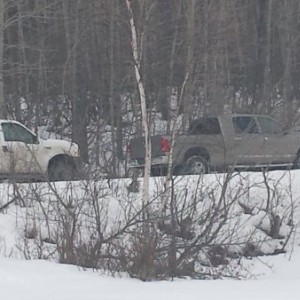 Dad's truck and mine out ice fishing