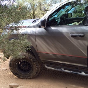 Compressing the front suspension on McIvers Trail Kern County
