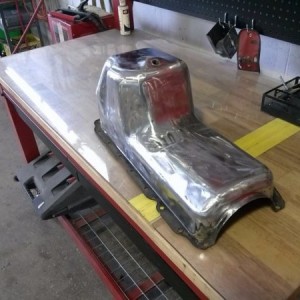 Dropped the oil pan so I could freshin it up at work along with my inspection plate.