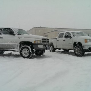 Out in the snowstorm with my buddy