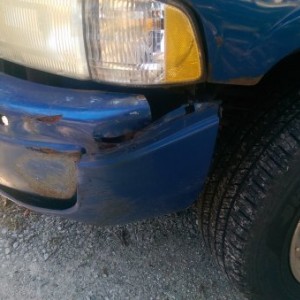My shoddy repair job on a damaged bumper from a Coyote.