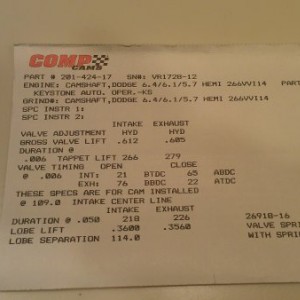 Comp Cam vvt 266 card