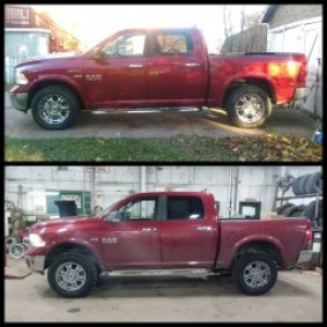 Before and After 4" Superlift with Bilstien Shocks