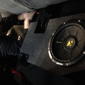 Installation of the 10" kicker and 800 watt pioneer amp. Dodge really made an accessible interior and we enjoyed that with the lack of hassle in insta