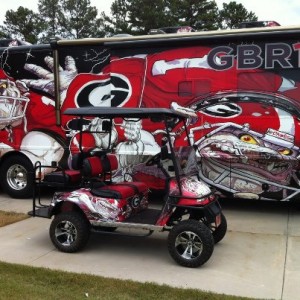 Bulldawg Golf Cart is ours Motor Home is a friends