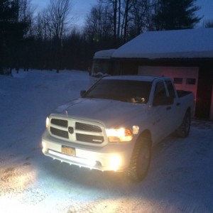 42" led curved light bar installed in bumper