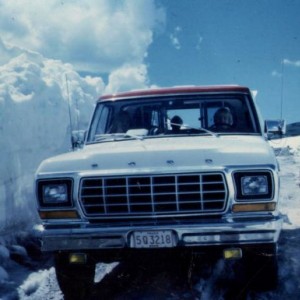 1977 Chevy truck wife driving through independence pass yep the snow was taller than the truck.
