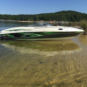 My Rinker captiva 232 cc big block 502 beached on an island i visited