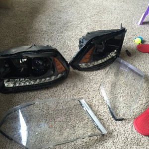 Opened headlights