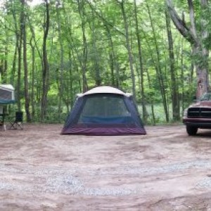 Huge Campsite @ Sibbald's Point Provincial Park, next to Lake Simcoe (Ontario, Canada). Campsite is so big, the truck almost looks small...