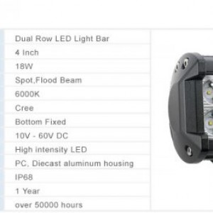 4 inch 18W work light parameter, link: http://www.yitamotor.com/image/ledlightbar/yita-b018-w2/parameter.jpg