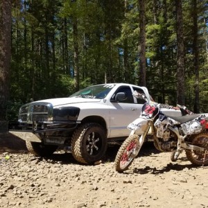 my truck and my bikes up deep in the mountains in Oregon