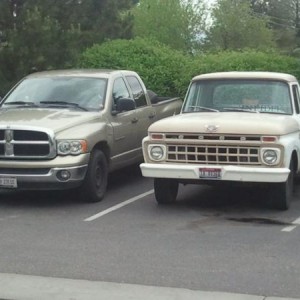 My two trucks. 04 Ram, 65 F100