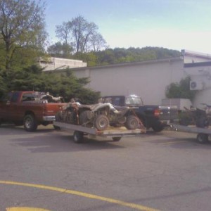 My friend dans truck after a weekend of riding