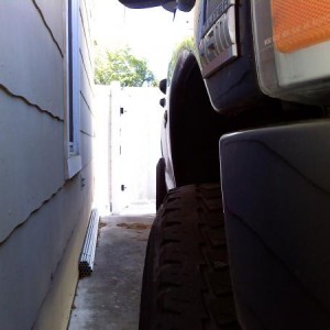 Tire Width 
(The front tire is slightly turned so it looks like it normally sits further out than it really does. If I had noticed this when I took t