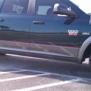 Red stripe to match outdoorsman red symbol and my ram on the front