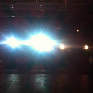 HID's next to a 2010  Grand Cherokee w/ High Beams on.
