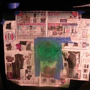 Prep for ram head on fuel door. Printed out a picture from online and cut into a paper plate with a blade.