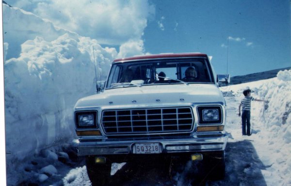 1977 Chevy truck wife driving through independence pass yep the snow was taller than the truck.