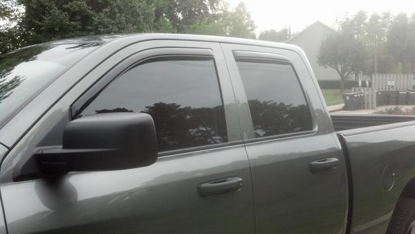 35% tint front, 20% rear, 5% windshield strip and avs in channel deflectors
