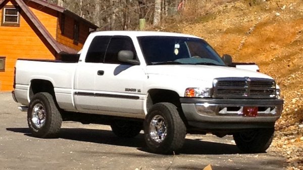 At the cabin, new tires and no more step-up bars.