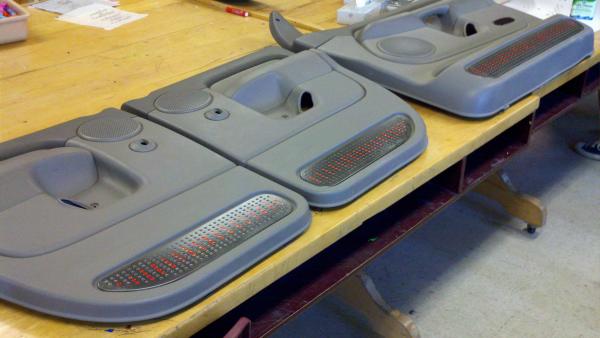 DOOOR Panels 
Krylon Fusion hammered finish and my custom red dots :))))


Handles match 2!