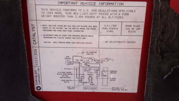 Emissions sticker still legible
