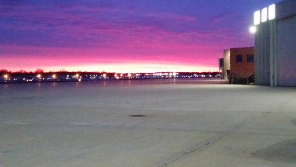 Morning sunrise at the airport