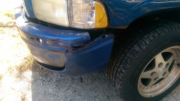 My shoddy repair job on a damaged bumper from a Coyote.