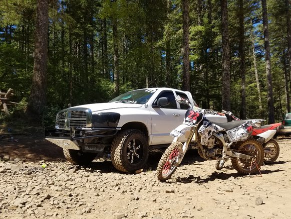 my truck and my bikes up deep in the mountains in Oregon
