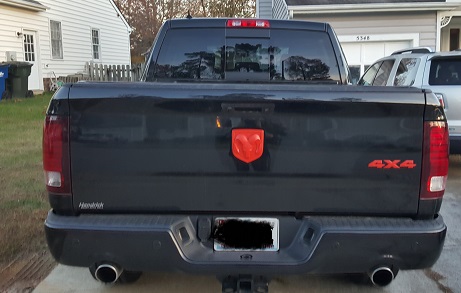 New Hemi Orange Ram Rear Emblem plastic dipped