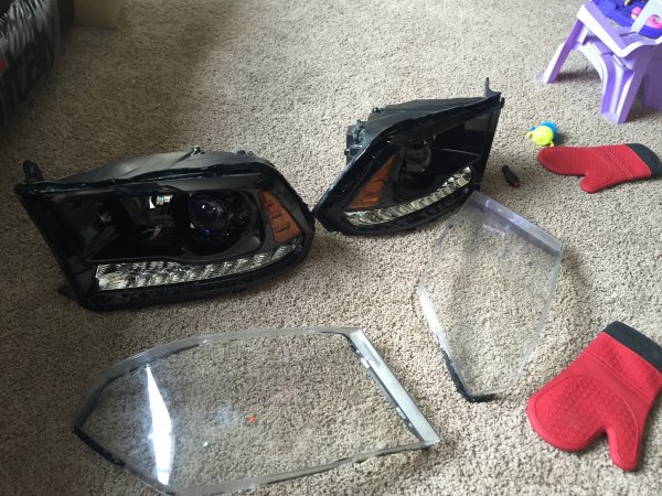 Opened headlights