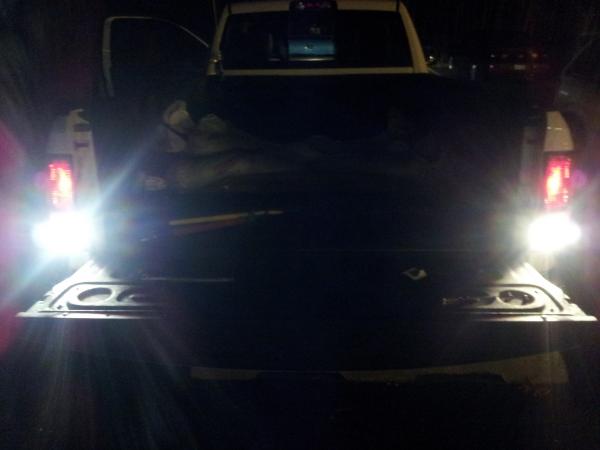 Side-by-side comparison, left is sylvania replacement bulbs, right is stock reverse bulb.